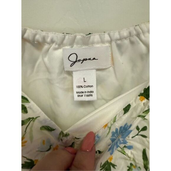 Japna Cream Floral Cropped Eyelet Mini Skirt Set sz M/L EUC - Picture 5 of 11